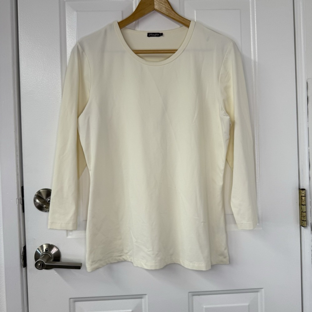 J Mclaughlin Signature Tee Catalina Cloth Ivory Long Sleeve‎ Women's Sz Large